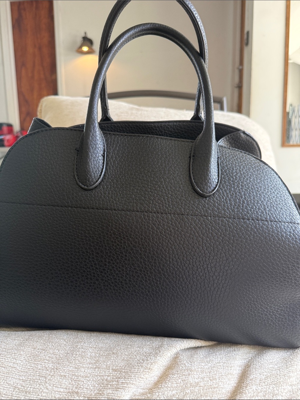 Miztique Black Pebble Leather Dome Satchel